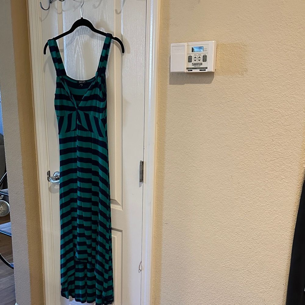 Striped Green and Navy Maxi Dress